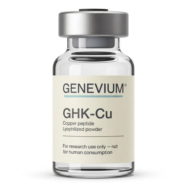 GENEVIUM GHK-Cu copper peptide research vial on white background